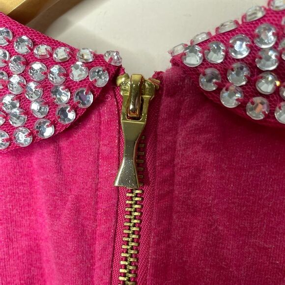 Kate Spade Girls Rhinestone Embellished Collar Pink Sweater - Picture 6 of 8